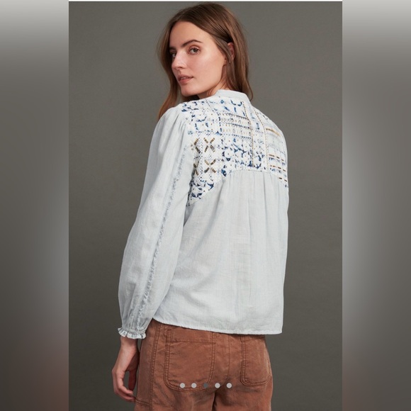 EUC Anthropologie Pilcro Jenna Embroidered Button-Down top M - Picture 5 of 9